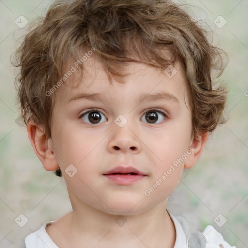 Neutral white child male with short  brown hair and brown eyes