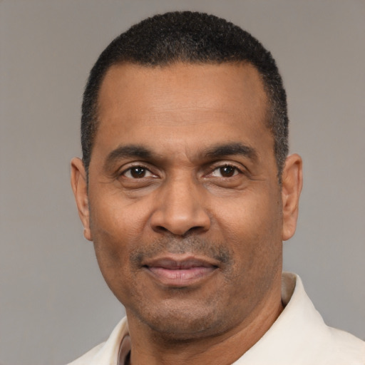 Neutral latino adult male with short  black hair and brown eyes