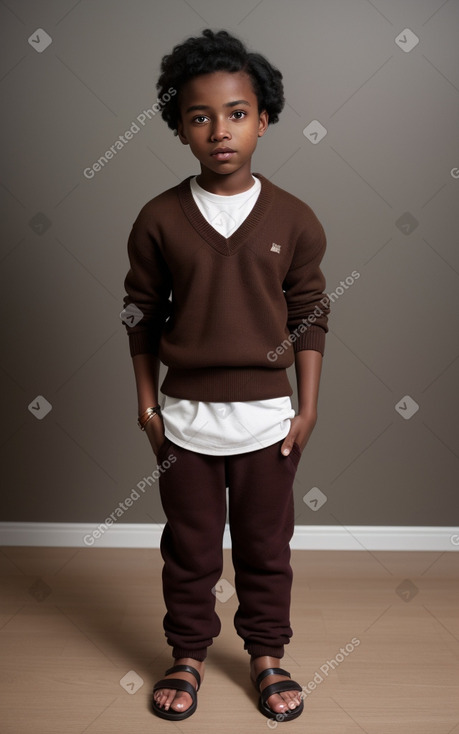 African american child male with  brown hair