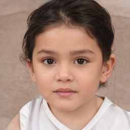 Neutral white child female with short  brown hair and brown eyes