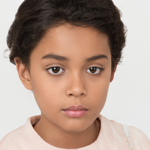 Neutral white child female with short  brown hair and brown eyes