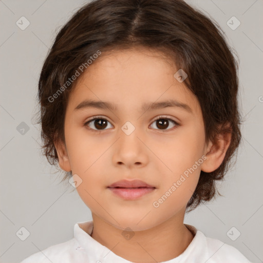 Neutral white child female with medium  brown hair and brown eyes