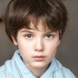 Neutral white child male with short  brown hair and brown eyes