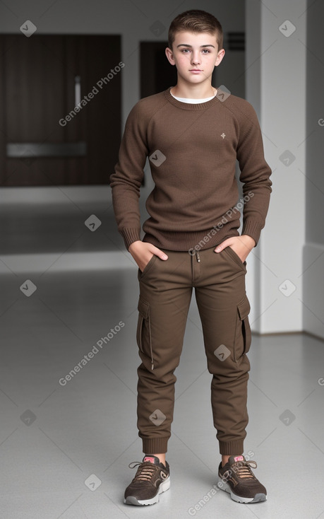 Albanian teenager boy with  brown hair