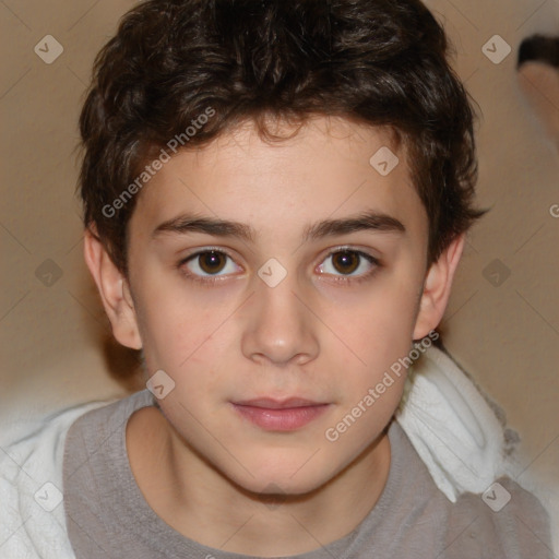 Neutral white child male with medium  brown hair and brown eyes