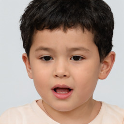 Neutral white child male with short  brown hair and brown eyes