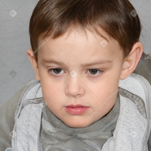 Neutral white child male with short  brown hair and brown eyes