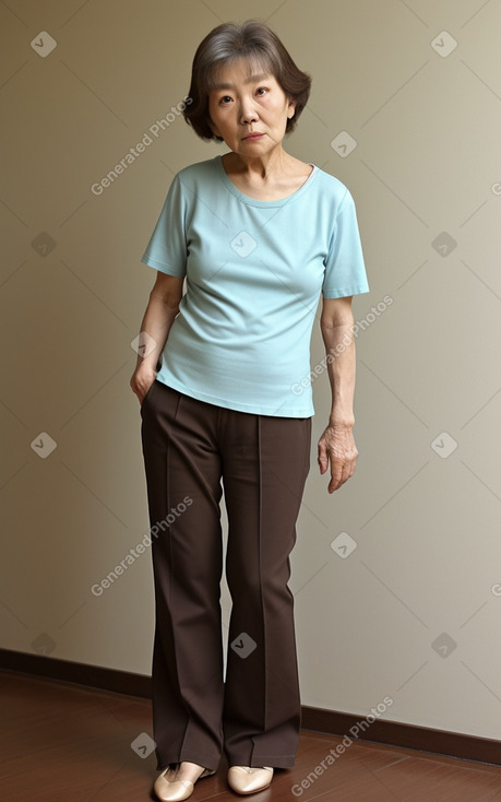 Korean elderly female with  brown hair