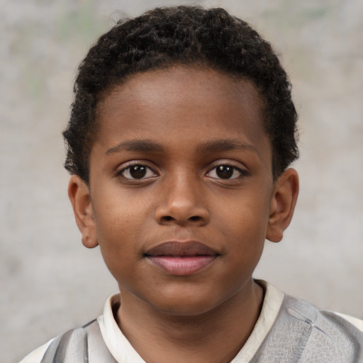 Neutral black child male with short  brown hair and brown eyes