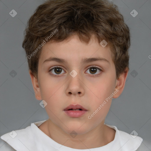 Neutral white child male with short  brown hair and brown eyes