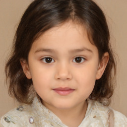 Neutral white child female with medium  brown hair and brown eyes