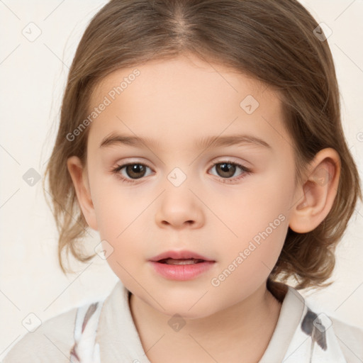 Neutral white child female with medium  brown hair and brown eyes