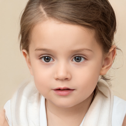 Neutral white child female with medium  brown hair and brown eyes