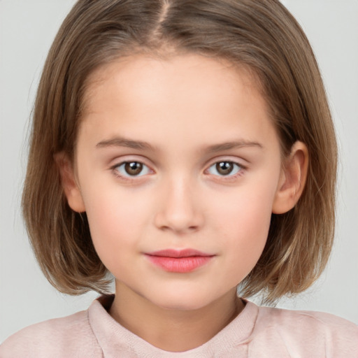 Neutral white child female with medium  brown hair and brown eyes