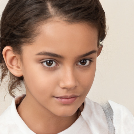 Neutral white child female with short  brown hair and brown eyes