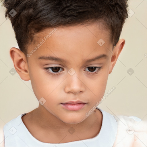 Neutral white child male with short  brown hair and brown eyes