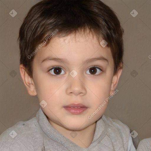 Neutral white child male with short  brown hair and brown eyes