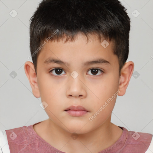 Neutral white child male with short  brown hair and brown eyes