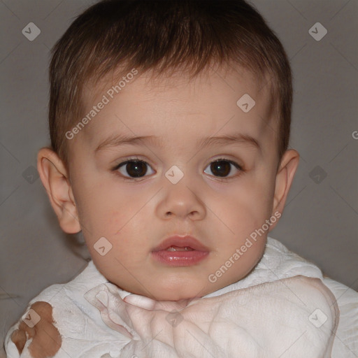 Neutral white child male with short  brown hair and brown eyes