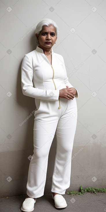 Sri lankan middle-aged female with  white hair