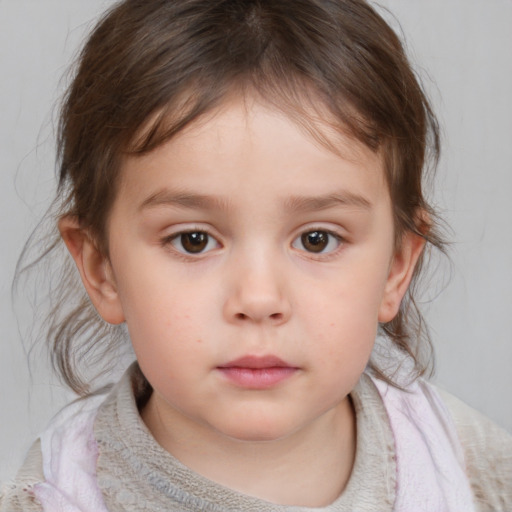 Neutral white child female with medium  brown hair and brown eyes