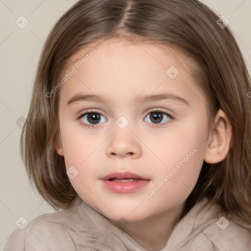 Neutral white child female with medium  brown hair and brown eyes