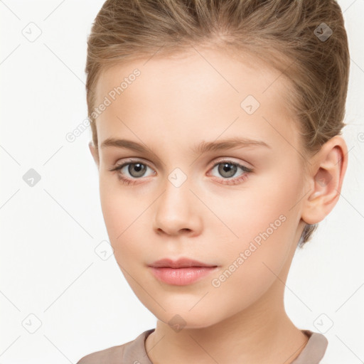 Neutral white young-adult female with short  brown hair and brown eyes