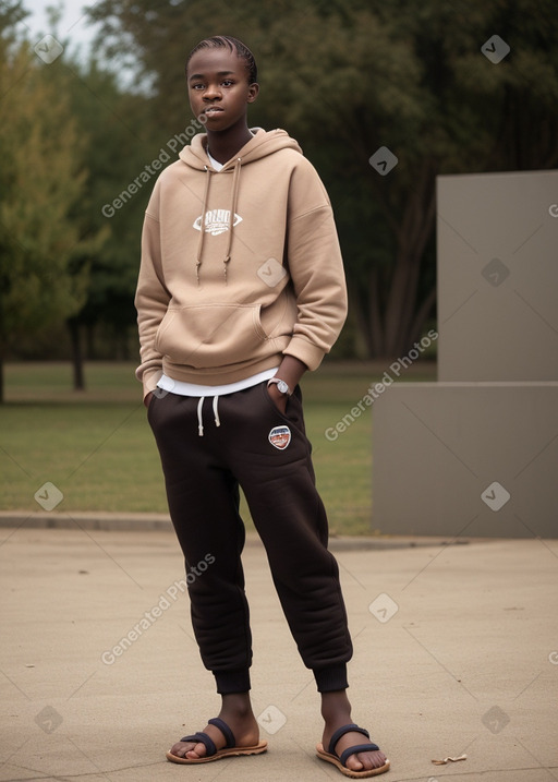 Zambian teenager boy with  brown hair