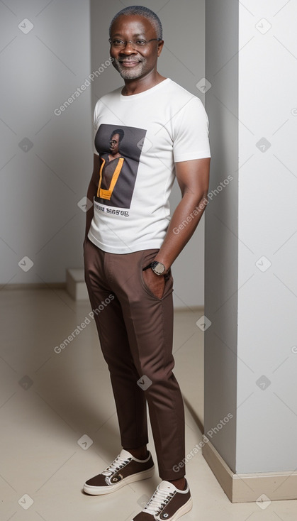 Ghanaian middle-aged male with  brown hair