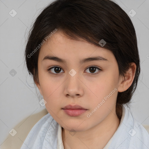 Neutral white child female with medium  brown hair and brown eyes