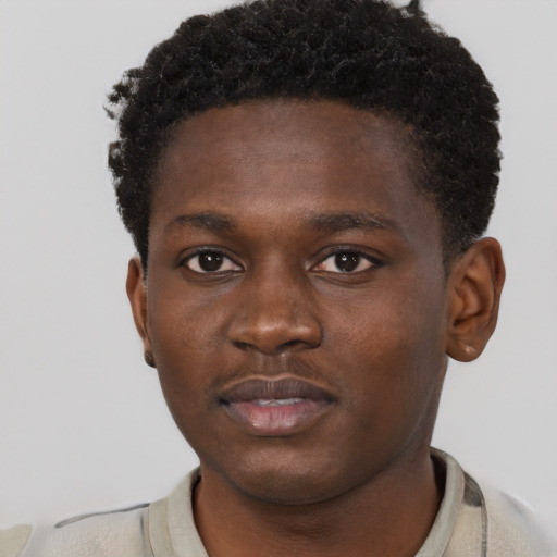 Neutral black young-adult male with short  brown hair and brown eyes