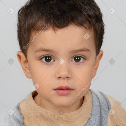 Neutral white child male with short  brown hair and brown eyes