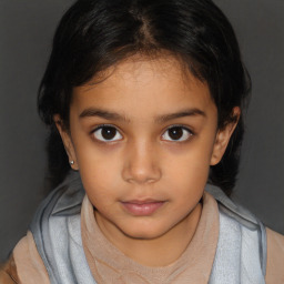 Neutral white child female with medium  brown hair and brown eyes