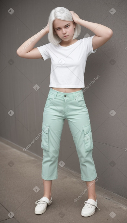 Australian teenager girl with  white hair