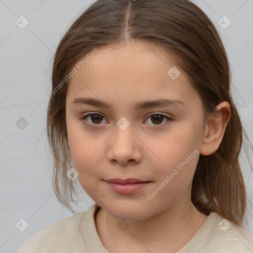 Neutral white child female with medium  brown hair and brown eyes