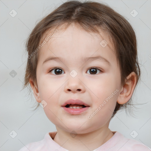 Neutral white child female with medium  brown hair and brown eyes