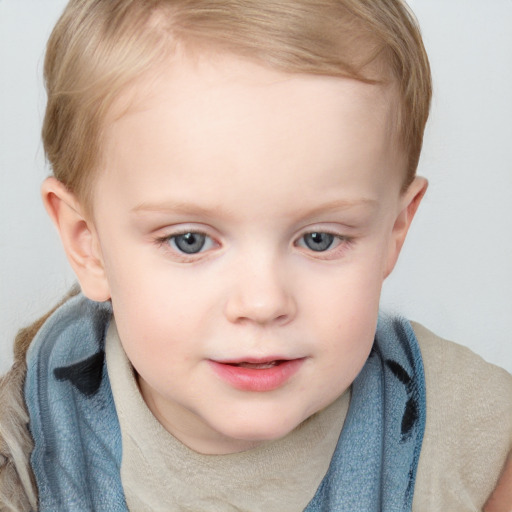 Neutral white child female with medium  brown hair and blue eyes