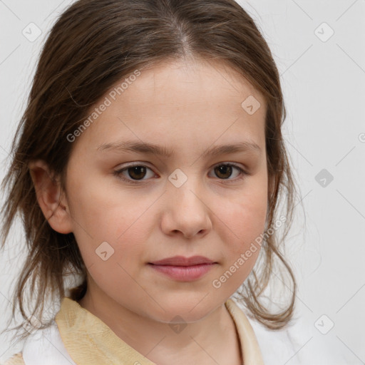 Neutral white child female with medium  brown hair and brown eyes