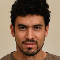 Neutral white young-adult male with short  black hair and brown eyes