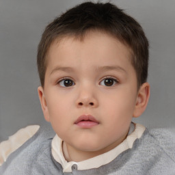 Neutral white child male with short  brown hair and brown eyes