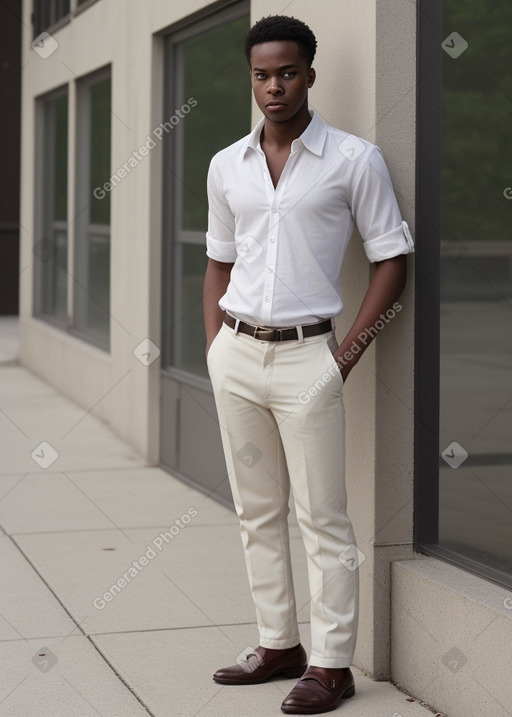 African american young adult male with  white hair