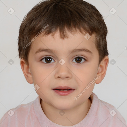 Neutral white child male with short  brown hair and brown eyes