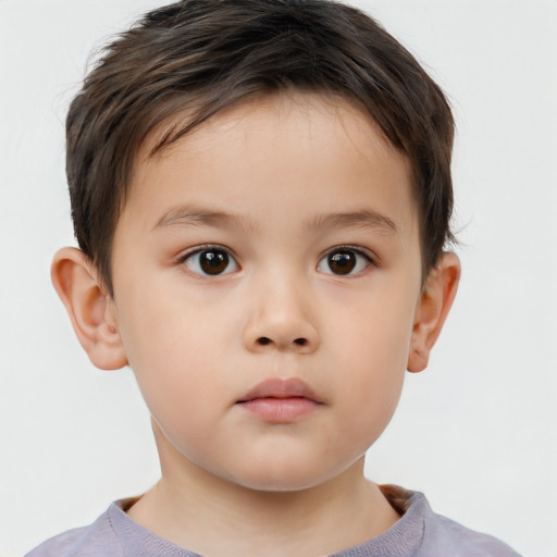 Neutral white child male with short  brown hair and brown eyes