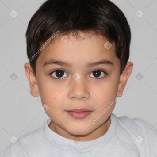 Neutral white child male with short  brown hair and brown eyes