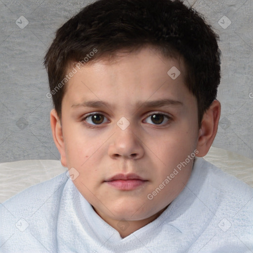 Neutral white child male with short  brown hair and brown eyes