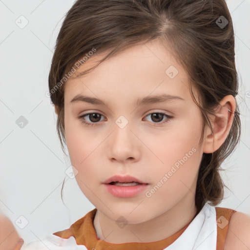 Neutral white child female with medium  brown hair and brown eyes