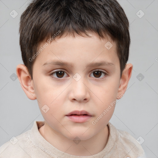 Neutral white child male with short  brown hair and brown eyes