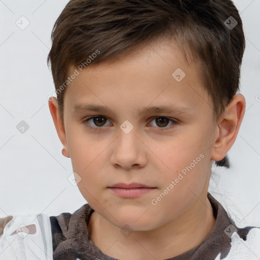 Neutral white child male with short  brown hair and brown eyes