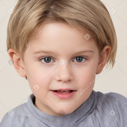 Neutral white child female with short  brown hair and brown eyes