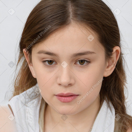 Neutral white child female with medium  brown hair and brown eyes